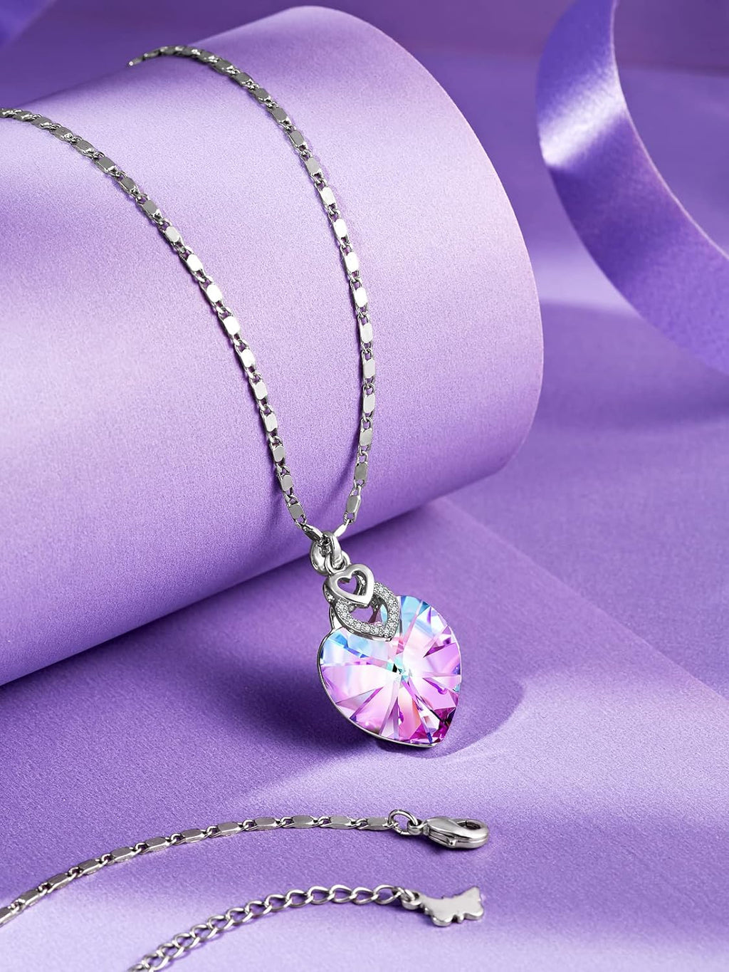 3 Hearts Crystal Necklace for Women, Pendant Engraved Love You - Christmas Wedding Gifts for Her Anniversary Mother'S Day Valentine’S Day Birthday - in Gift Box